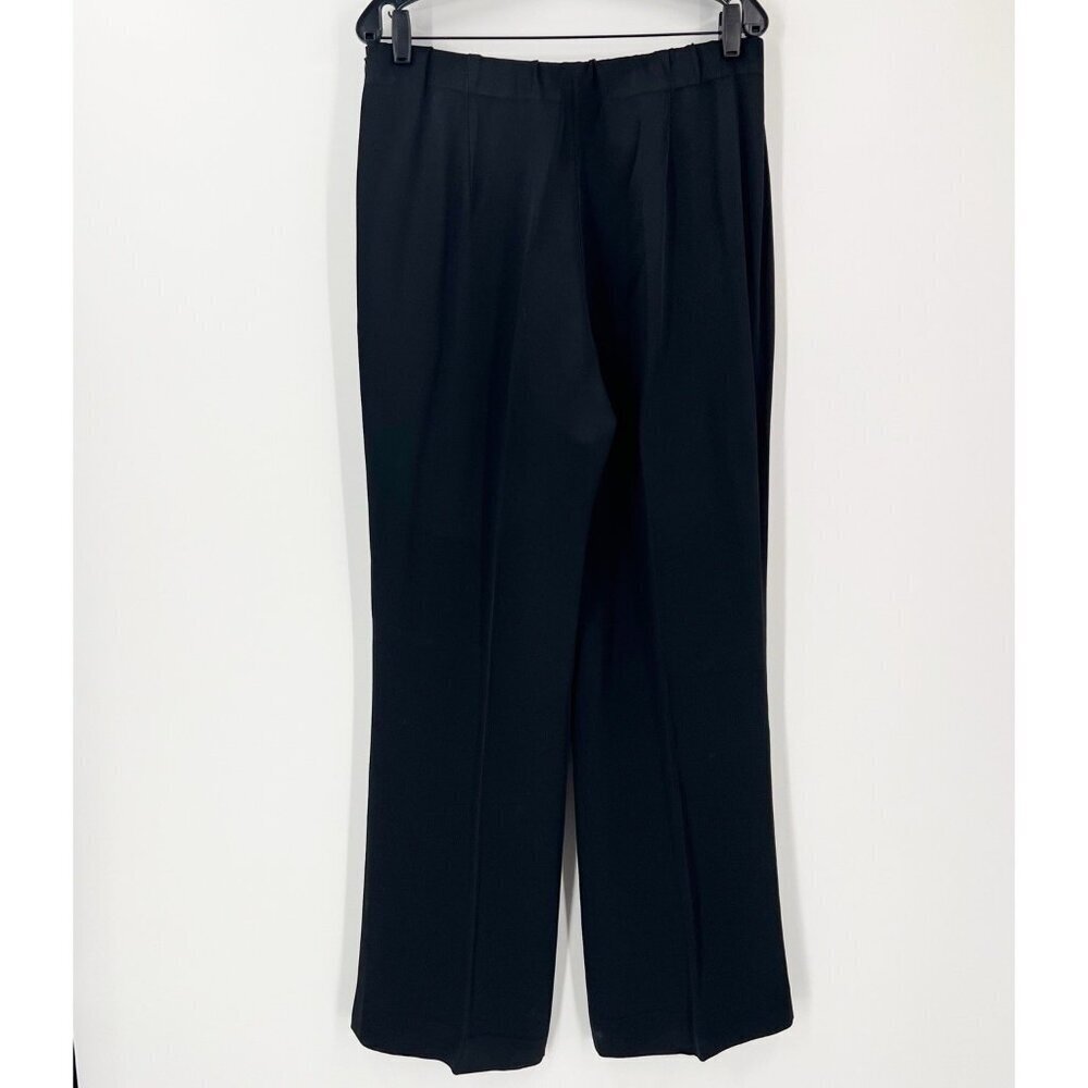 Lafayette 148 Black Satin Wide Leg Dress Pants 14 Career Work Cocktail Dressy